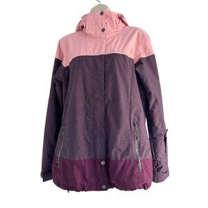 Columbia Women’s Sz M Omni Tech Snowshoe Jacket Purple Pink Burgundy Color Block